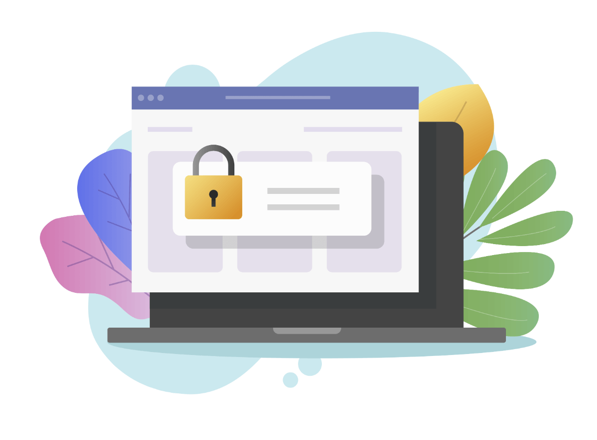 illustration of a computer web page with lock image