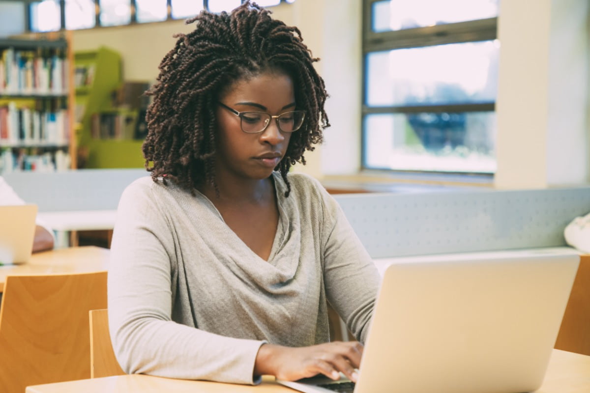 Woman testing at computer